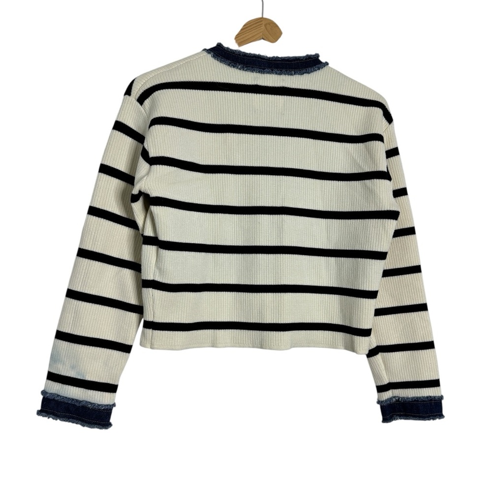 Sandro Stripey Cardigan With Denim Details - Picture 9 of 12